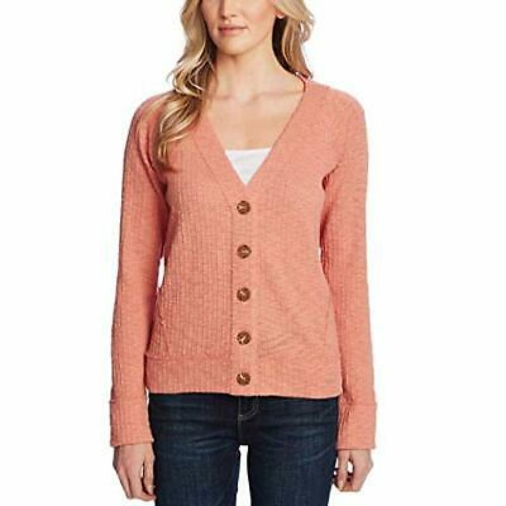 Two by Vince Camuto Pink Button Front Cardigan Sweater Size Large